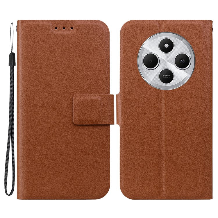 Phone Case For Xiaomi Redmi 14C 4G / 14R 5G / Poco C75 4G Ultra-Thin PU Leather + TPU Phone Cover with Card Slot - Brown