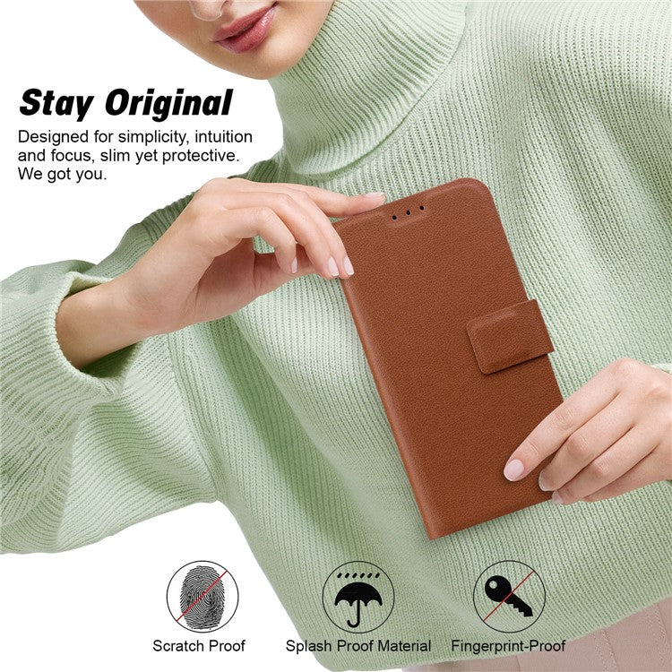 Phone Case For Xiaomi Redmi 14C 4G / 14R 5G / Poco C75 4G Ultra-Thin PU Leather + TPU Phone Cover with Card Slot - Brown