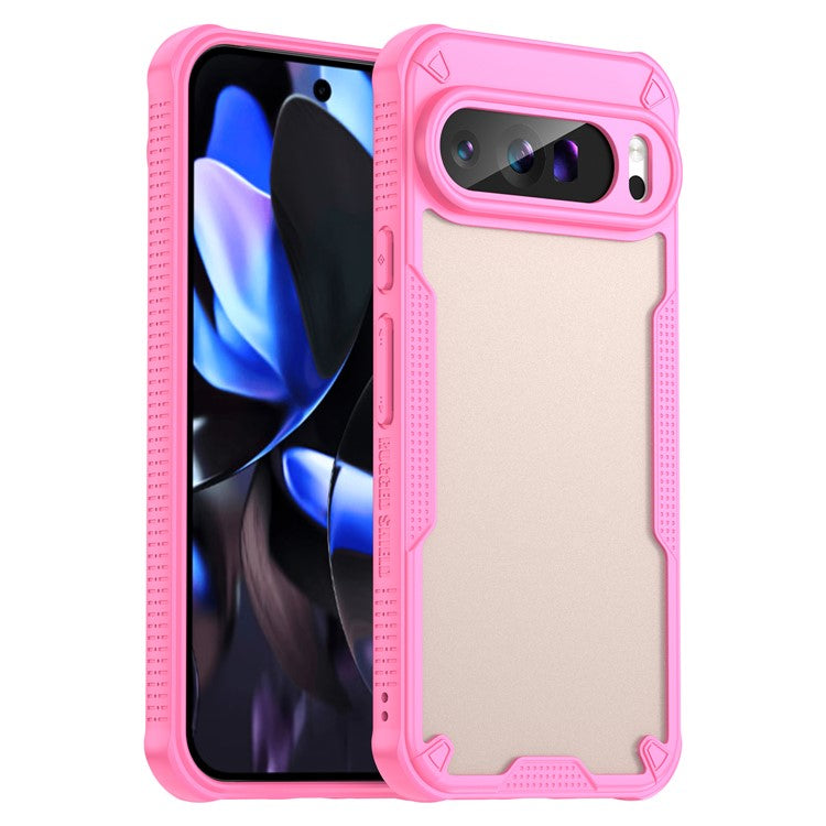 For Google Pixel 9 Pro XL Case PC+TPU Semi-Transparent Frosted Finish Protective Phone Cover - Pink