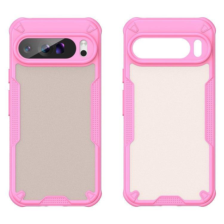 For Google Pixel 9 Pro XL Case PC+TPU Semi-Transparent Frosted Finish Protective Phone Cover - Pink