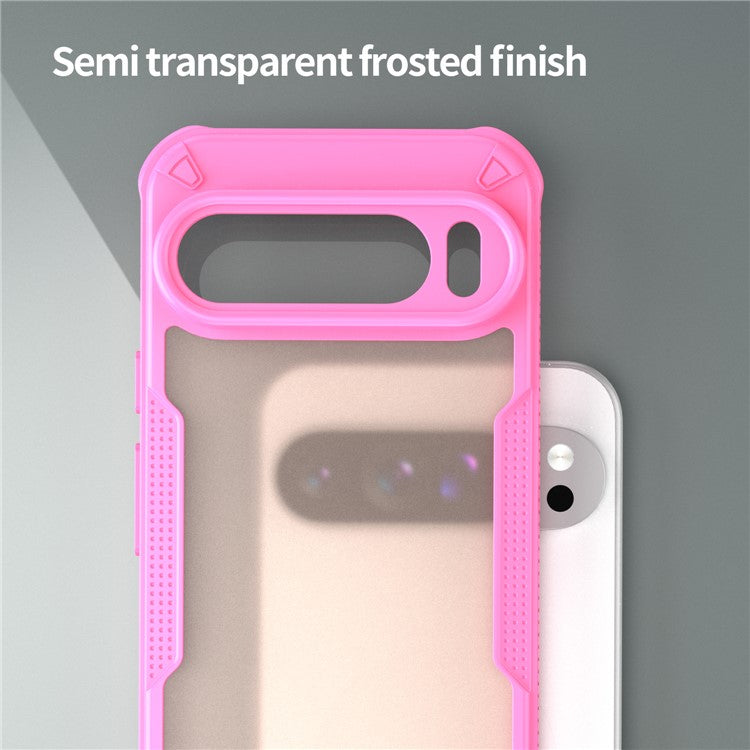 For Google Pixel 9 Pro XL Case PC+TPU Semi-Transparent Frosted Finish Protective Phone Cover - Pink