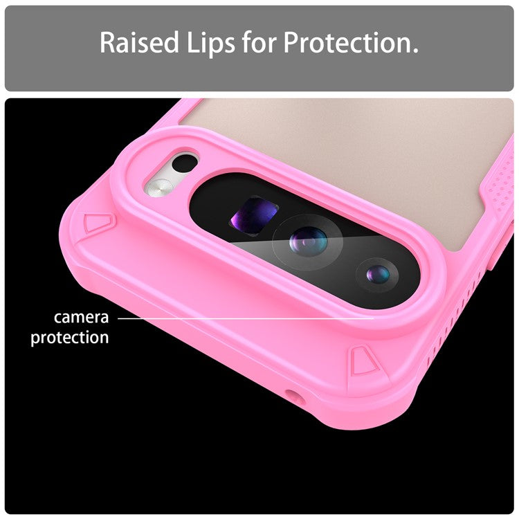 For Google Pixel 9 Pro XL Case PC+TPU Semi-Transparent Frosted Finish Protective Phone Cover - Pink