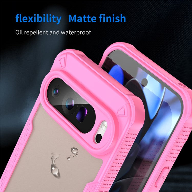 For Google Pixel 9 Pro XL Case PC+TPU Semi-Transparent Frosted Finish Protective Phone Cover - Pink