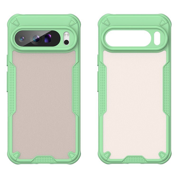 For Google Pixel 9 Pro XL Case PC+TPU Semi-Transparent Frosted Finish Protective Phone Cover - Green