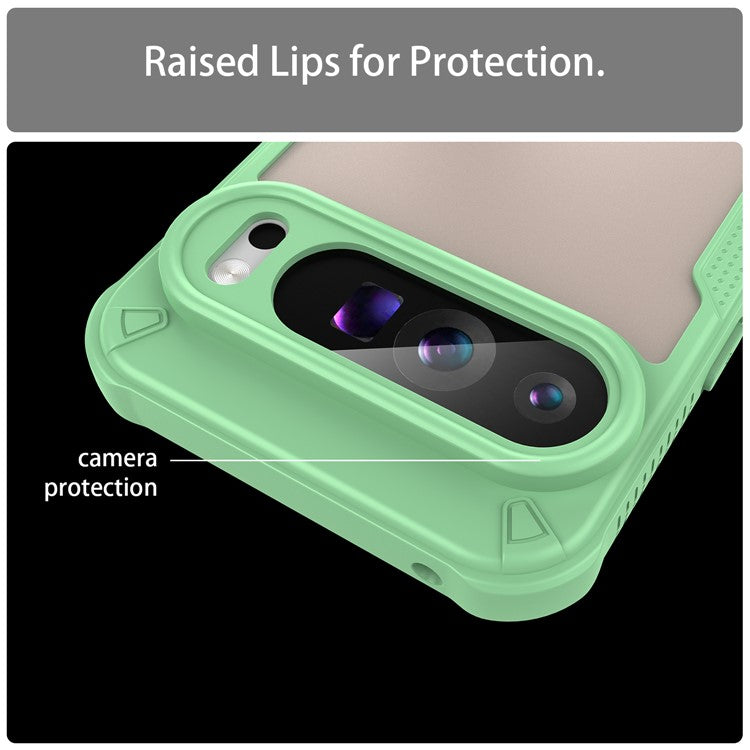 For Google Pixel 9 Pro XL Case PC+TPU Semi-Transparent Frosted Finish Protective Phone Cover - Green