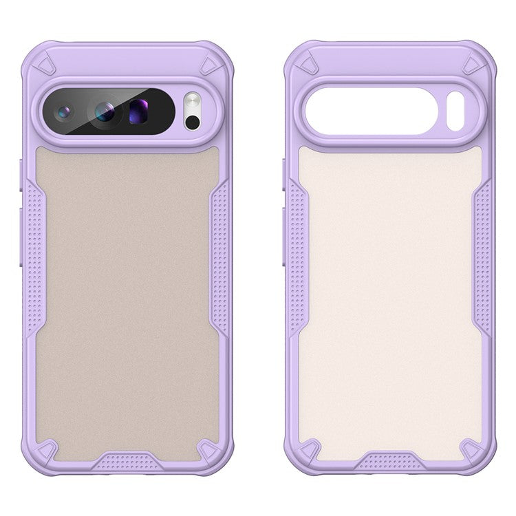 For Google Pixel 9 Pro XL Case PC+TPU Semi-Transparent Frosted Finish Protective Phone Cover - Purple