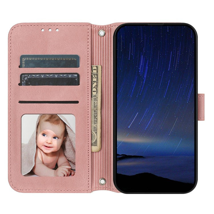 For Xiaomi Redmi Note 14 5G Case Wallet Skin-Touch Leather Imprinted Phone Cover - Pink