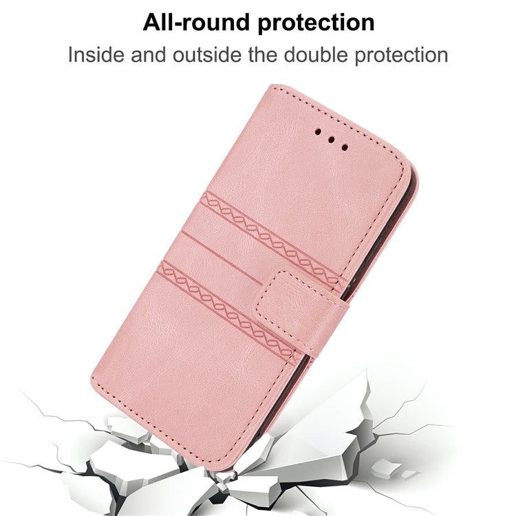 For Xiaomi Redmi Note 14 5G Case Wallet Skin-Touch Leather Imprinted Phone Cover - Pink