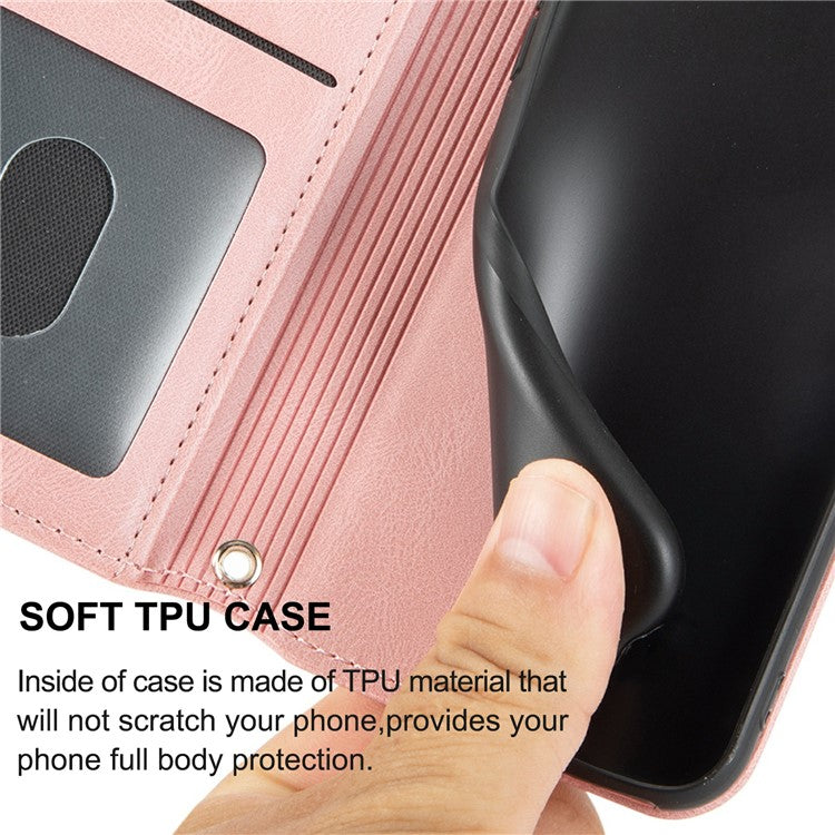 For Xiaomi Redmi Note 14 5G Case Wallet Skin-Touch Leather Imprinted Phone Cover - Pink