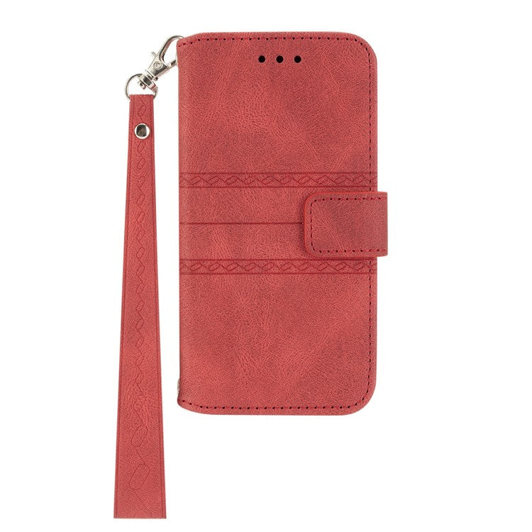 For Xiaomi Redmi Note 14 5G Case Wallet Skin-touch Leather Imprinted Phone Cover - Red