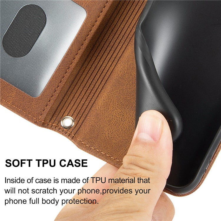 For Xiaomi Redmi Note 14 5G Case Wallet Skin-touch Leather Imprinted Phone Cover - Brown