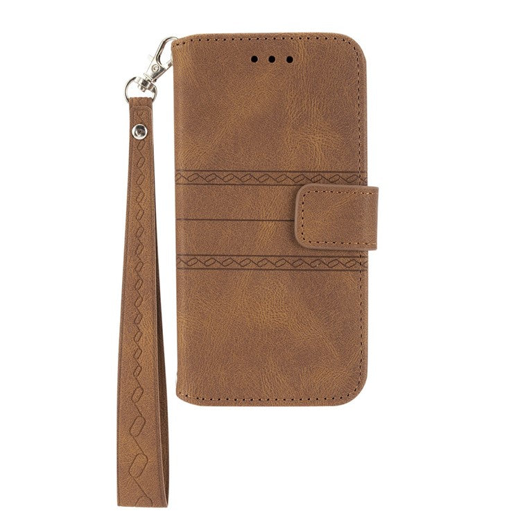 For Xiaomi Redmi Note 14 5G Case Wallet Skin-touch Leather Imprinted Phone Cover - Brown