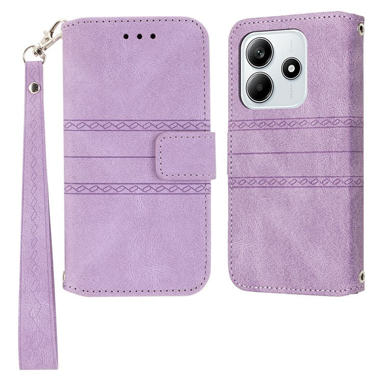 For Xiaomi Redmi Note 14 5G Case Wallet Skin-touch Leather Imprinted Phone Cover - Purple