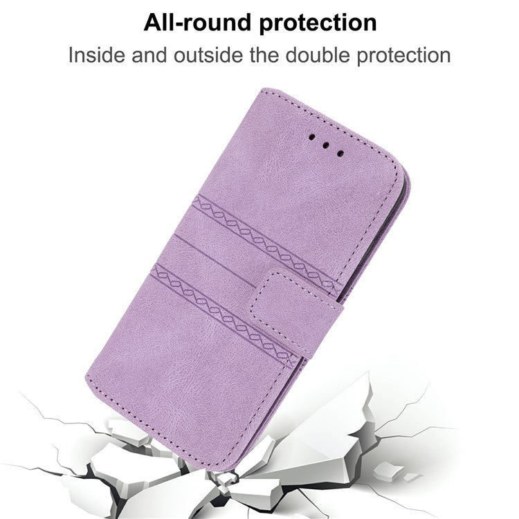 For Xiaomi Redmi Note 14 5G Case Wallet Skin-touch Leather Imprinted Phone Cover - Purple