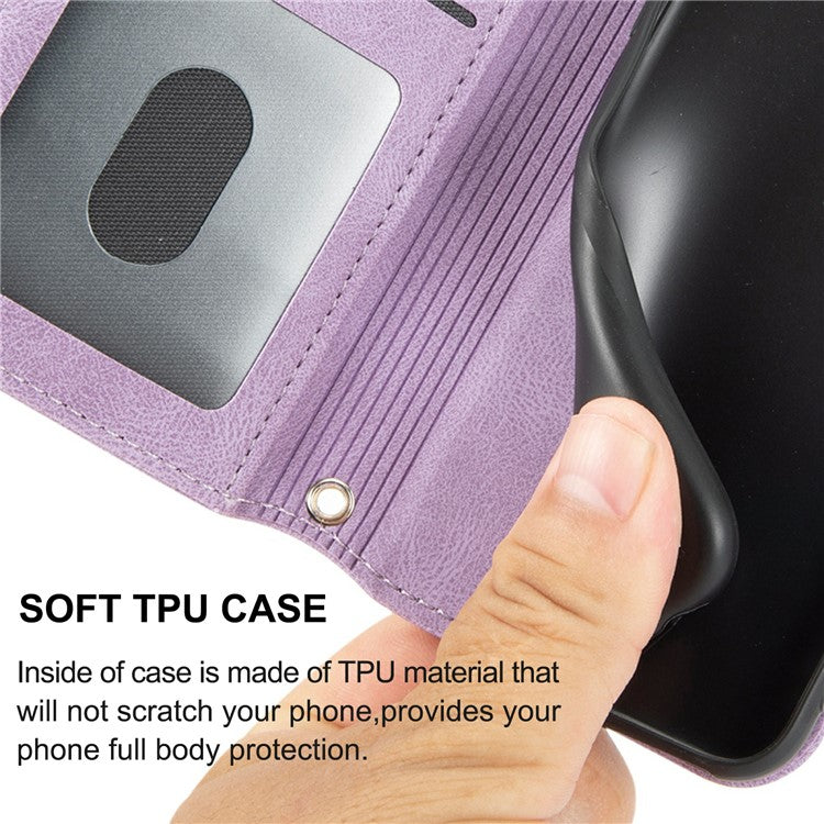 For Xiaomi Redmi Note 14 5G Case Wallet Skin-touch Leather Imprinted Phone Cover - Purple