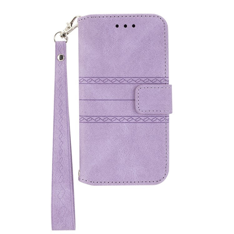 For Xiaomi Redmi Note 14 5G Case Wallet Skin-touch Leather Imprinted Phone Cover - Purple