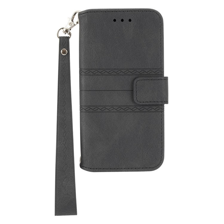 For Xiaomi Redmi Note 14 5G Case Wallet Skin-touch Leather Imprinted Phone Cover - Black