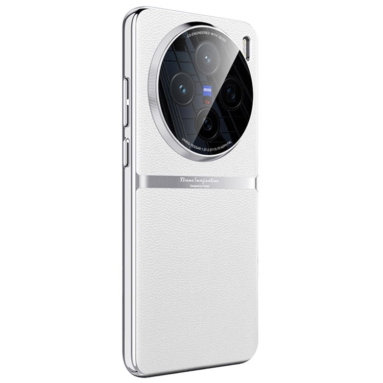 For vivo X200 5G Case PU Leather + Acrylic + PC Shockproof Phone Cover - White