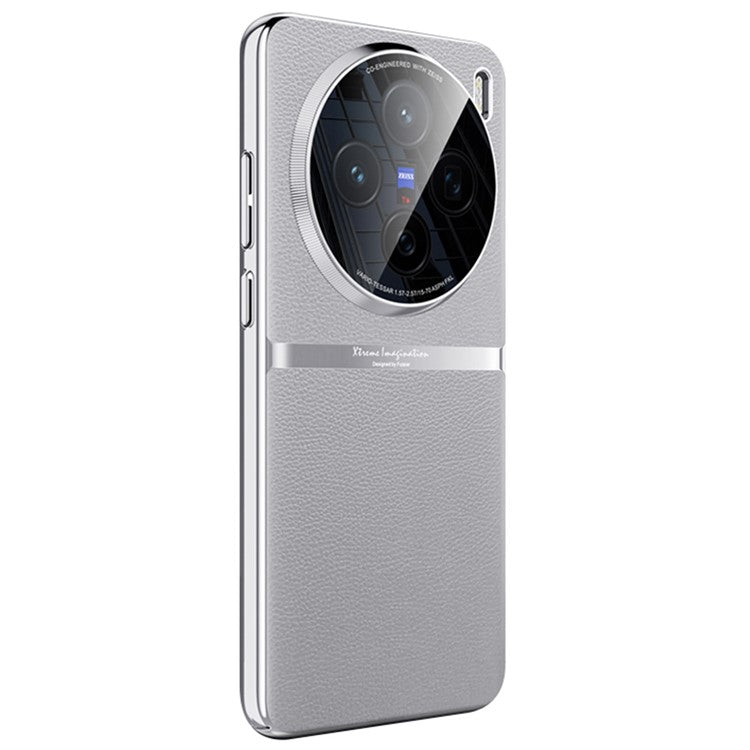 For vivo X200 5G Case PU Leather + Acrylic + PC Shockproof Phone Cover - Grey