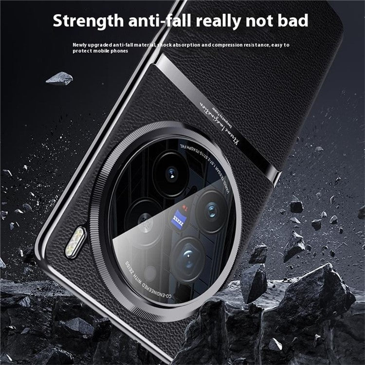 For vivo X200 Pro 5G Case PU Leather + Acrylic + PC Shockproof Phone Cover - Black