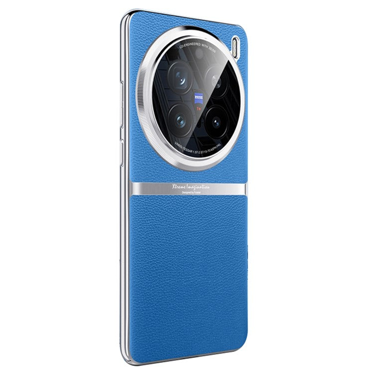 For vivo X200 Pro 5G Case PU Leather + Acrylic + PC Shockproof Phone Cover - Blue