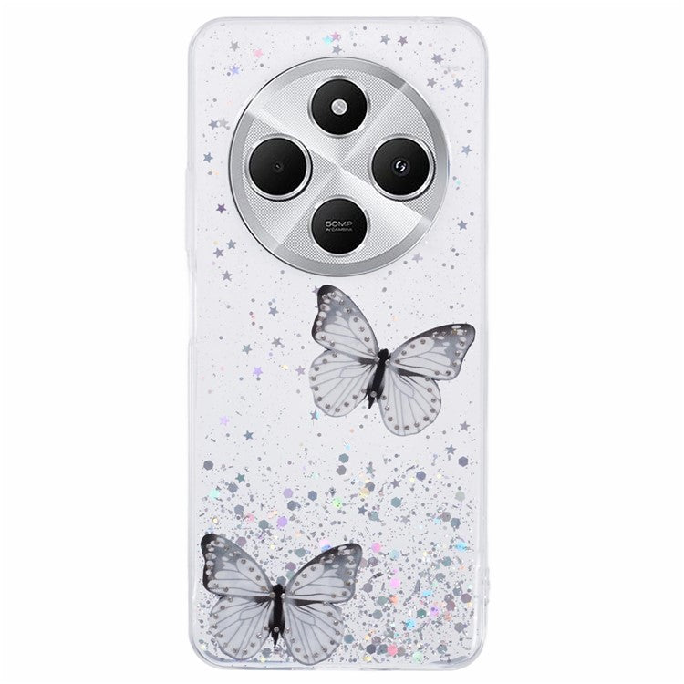 For Xiaomi Poco C75 4G / Redmi 14R 5G / Redmi 14C 4G Case Epoxy PVC Butterfly TPU Aesthetics Phone Cover - White