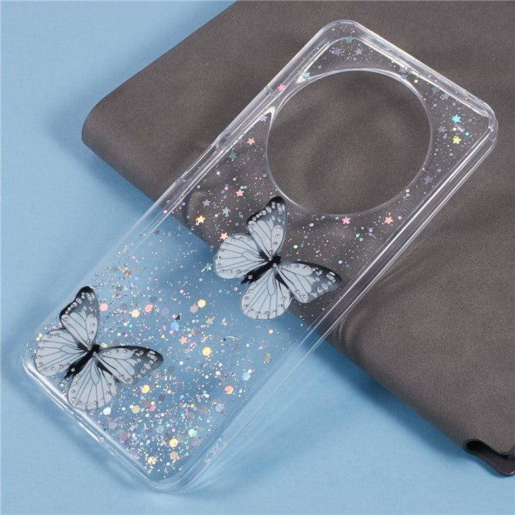 For Xiaomi Poco C75 4G / Redmi 14R 5G / Redmi 14C 4G Case Epoxy PVC Butterfly TPU Aesthetics Phone Cover - White