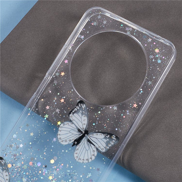 For Xiaomi Poco C75 4G / Redmi 14R 5G / Redmi 14C 4G Case Epoxy PVC Butterfly TPU Aesthetics Phone Cover - White