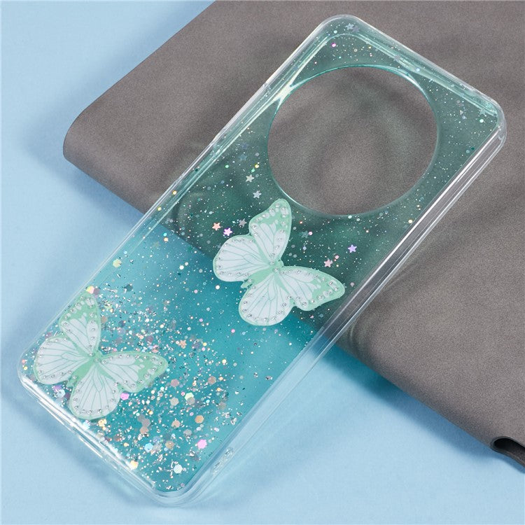 For Xiaomi Poco C75 4G / Redmi 14R 5G / Redmi 14C 4G Case Epoxy PVC Butterfly TPU Aesthetics Phone Cover - Green