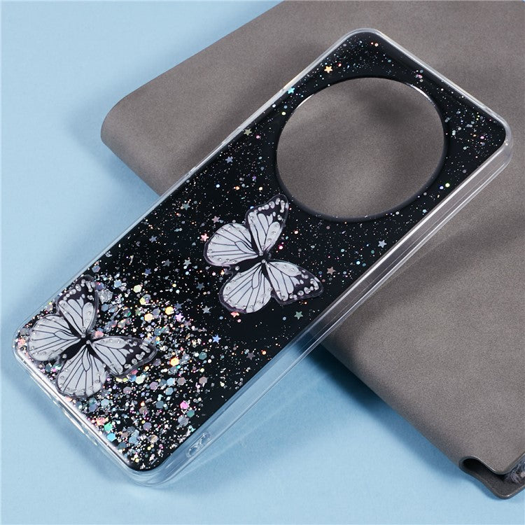 For Xiaomi Poco C75 4G / Redmi 14R 5G / Redmi 14C 4G Case Epoxy PVC Butterfly TPU Aesthetics Phone Cover - Black