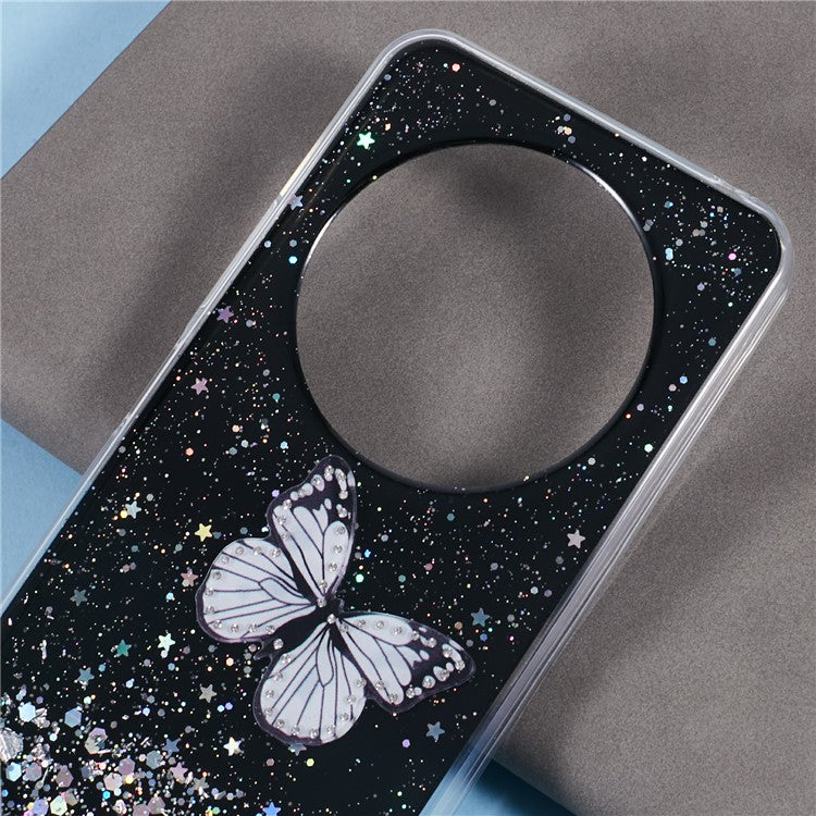 For Xiaomi Poco C75 4G / Redmi 14R 5G / Redmi 14C 4G Case Epoxy PVC Butterfly TPU Aesthetics Phone Cover - Black