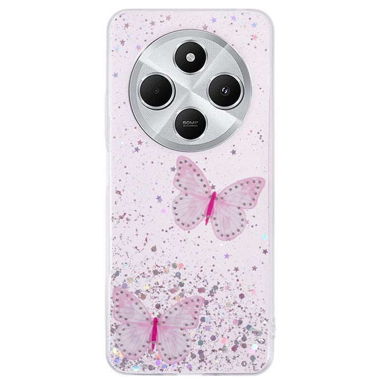 For Xiaomi Poco C75 4G / Redmi 14R 5G / Redmi 14C 4G Case Epoxy PVC Butterfly TPU Aesthetics Phone Cover - Pink