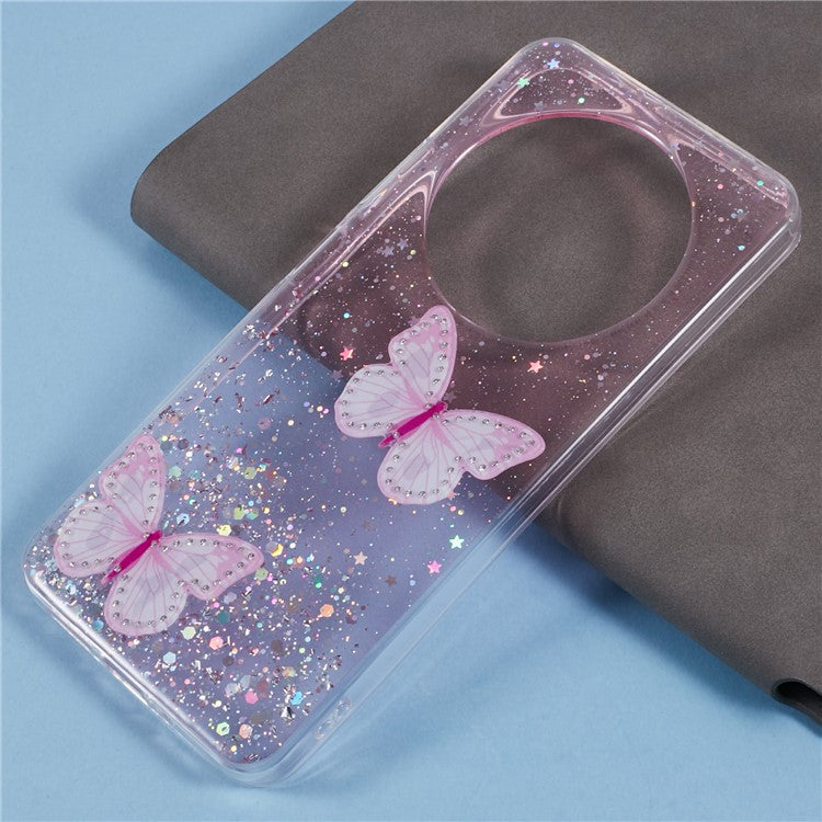 For Xiaomi Poco C75 4G / Redmi 14R 5G / Redmi 14C 4G Case Epoxy PVC Butterfly TPU Aesthetics Phone Cover - Pink