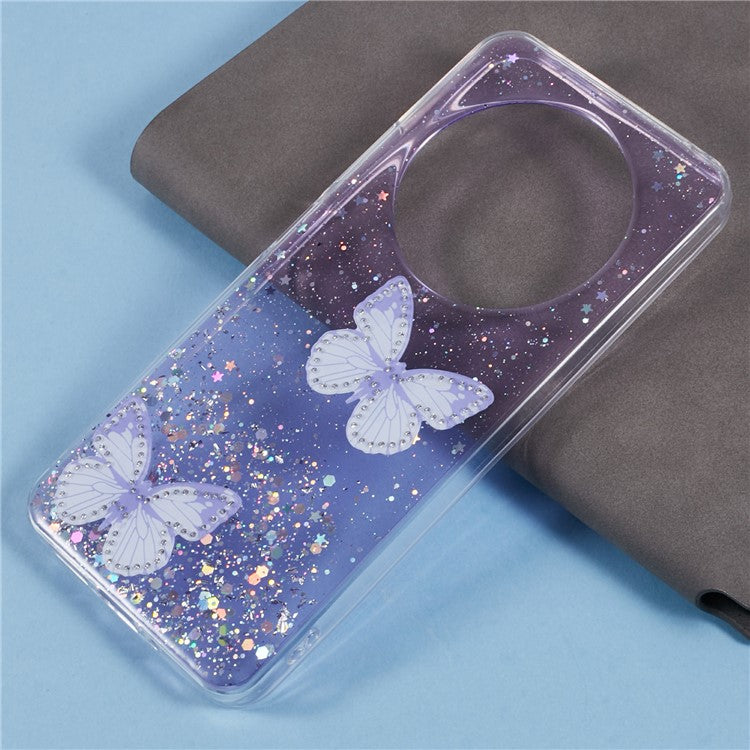 For Xiaomi Poco C75 4G / Redmi 14R 5G / Redmi 14C 4G Case Epoxy PVC Butterfly TPU Aesthetics Phone Cover - Purple