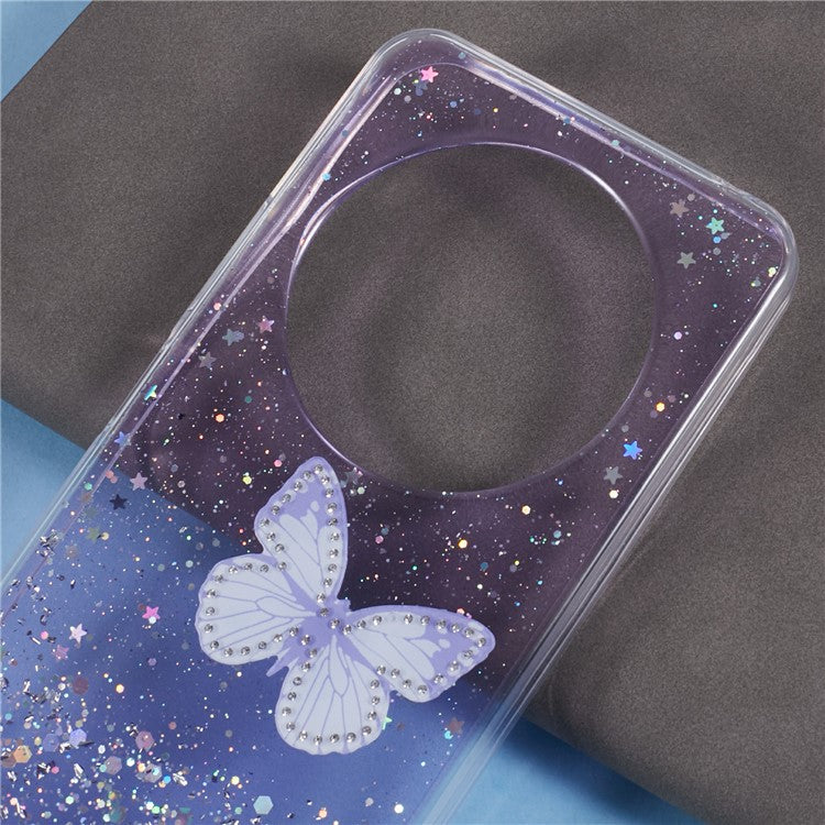 For Xiaomi Poco C75 4G / Redmi 14R 5G / Redmi 14C 4G Case Epoxy PVC Butterfly TPU Aesthetics Phone Cover - Purple