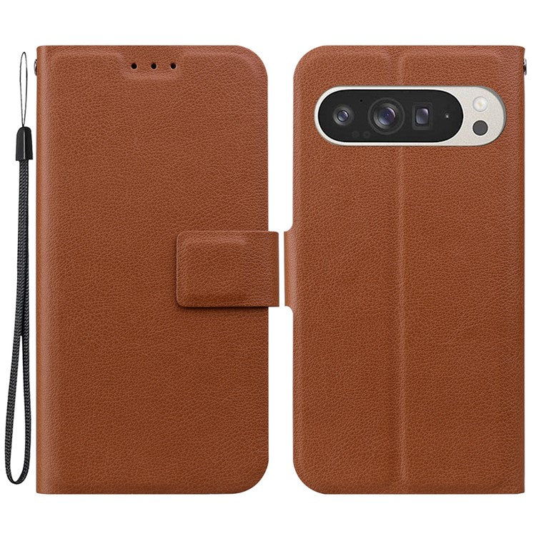 For Google Pixel 9 Pro XL Case Ultra-Thin PU Leather + TPU Phone Cover with Card Slot - Brown