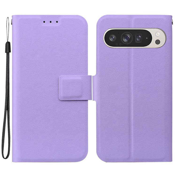 For Google Pixel 9 Pro XL Case Ultra-Thin PU Leather + TPU Phone Cover with Card Slot - Purple