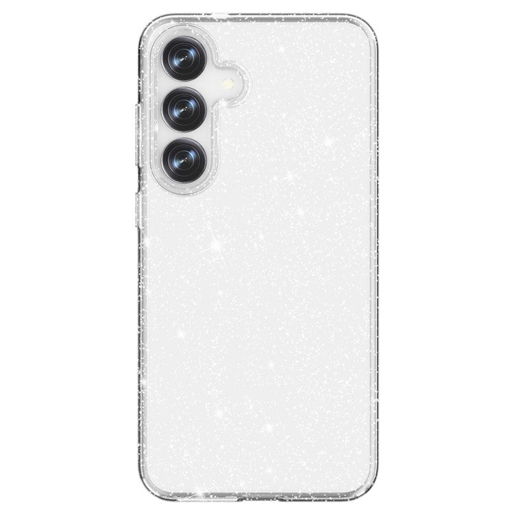 For Samsung Galaxy S25+ Case Anti-Scratch PC+TPU Sparkly Glitter Phone Cover - White