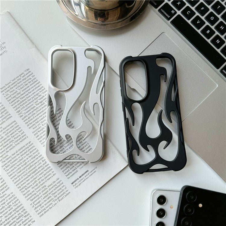 For Samsung Galaxy A16 4G / 5G Case Hollow Flame Design Matte TPU Phone Cover - Black