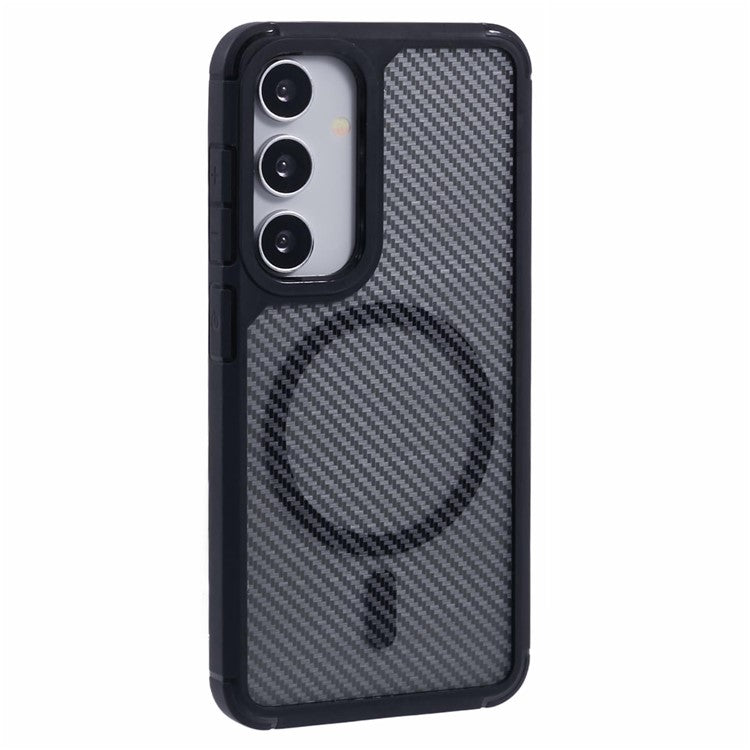 For Samsung Galaxy S24 FE Case Compatible with MagSafe Carbon Fiber TPU+PC Anti-Drop Phone Cover