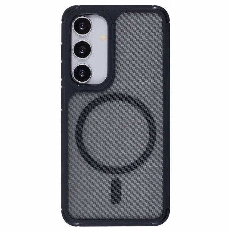 For Samsung Galaxy S24 FE Case Compatible with MagSafe Carbon Fiber TPU+PC Anti-Drop Phone Cover