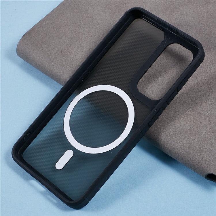 For Samsung Galaxy S24 FE Case Compatible with MagSafe Carbon Fiber TPU+PC Anti-Drop Phone Cover