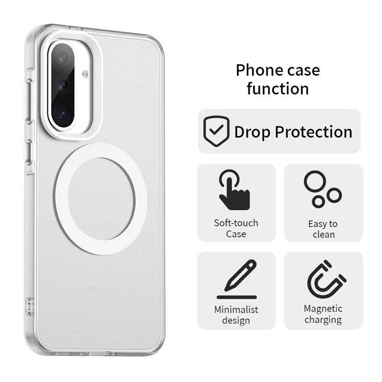 For Samsung Galaxy A36 5G / A56 5G Case Compatible with MagSafe PC+TPU+PET Anti-Drop Phone Cover - White