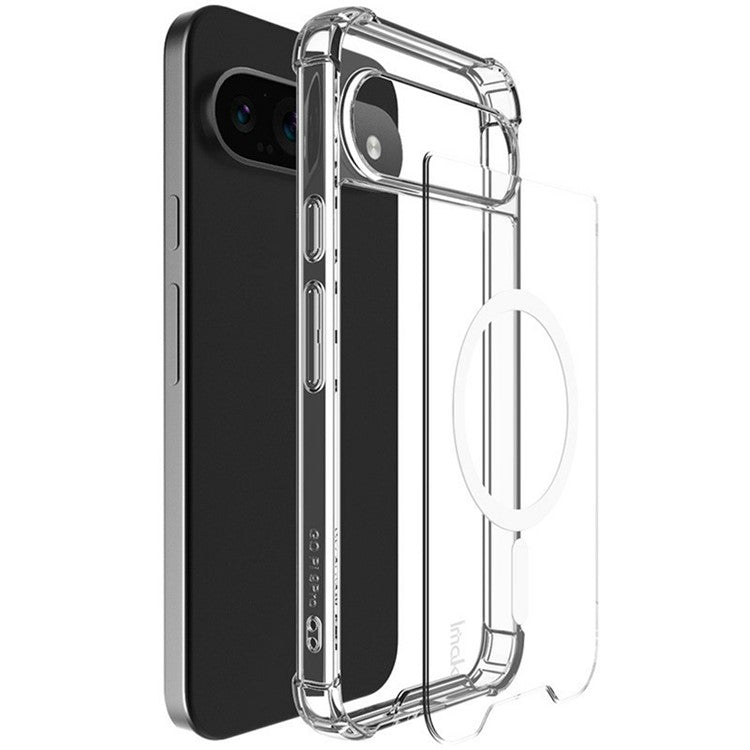 IMAK For Google Pixel 9 Pro / Pixel 9 Clear Case Compatible with MagSafe Shockproof PC+TPU Phone Cover