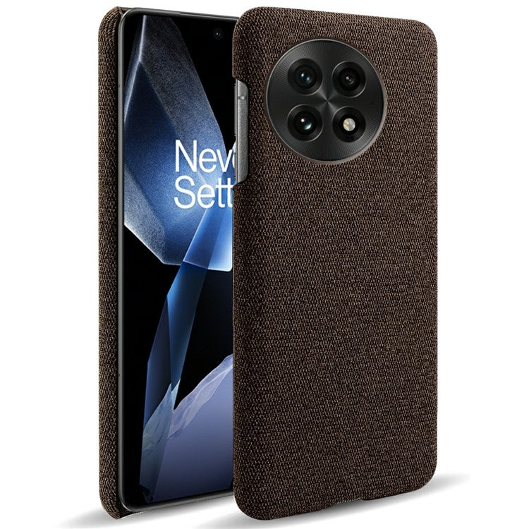 For OnePlus 13 Case Cloth Texture Anti-Scratch Protective PC Phone Cover - Brown