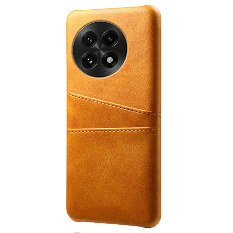 For OnePlus 13 Case Dual Card Slots PU Leather + Hard PC Phone Cover - Orange