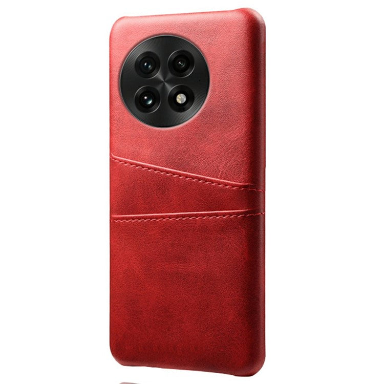 For OnePlus 13 Case Dual Card Slots PU Leather + Hard PC Phone Cover - Red