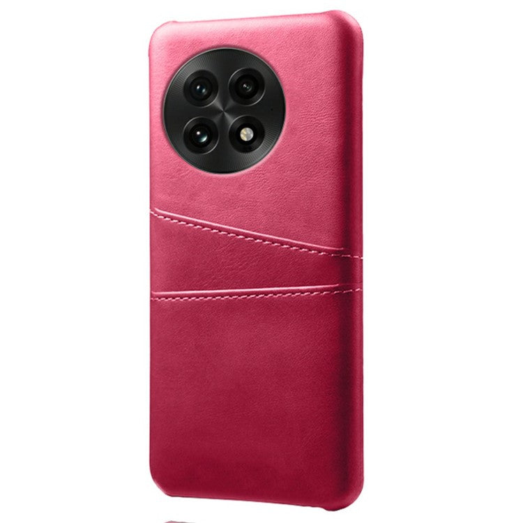 For OnePlus 13 Case Dual Card Slots PU Leather + Hard PC Phone Cover - Rose