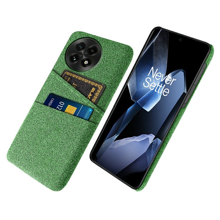 For OnePlus 13 Case Cloth + Hard PC Phone Cover with Dual Card Slots - Green