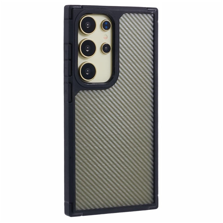 For Samsung Galaxy S25 Ultra Case Carbon Fiber Texture TPU+PC Anti-Drop Phone Cover